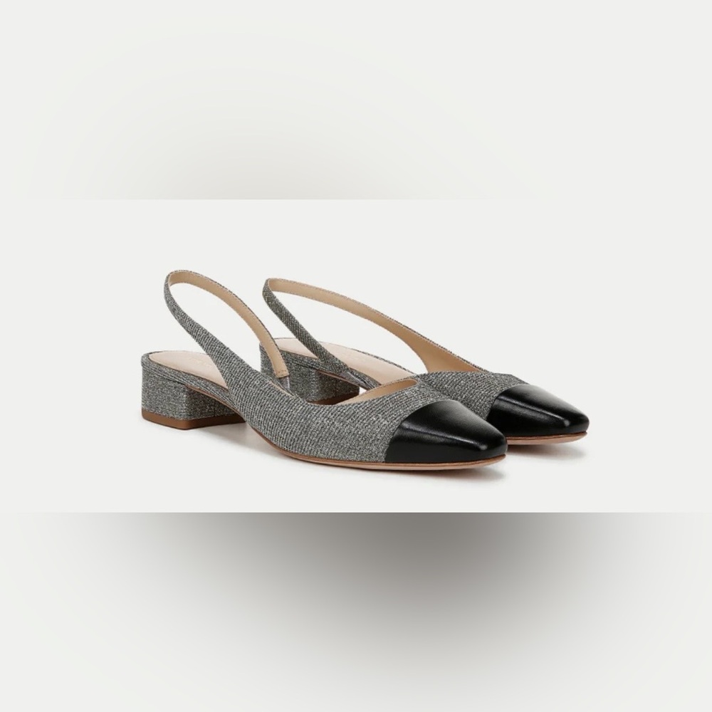 Veronica Beard Cecile Lurex Cap-Toe Slingback